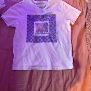 A white van shirt. With some purple patterns. Kid size 10 - 12.